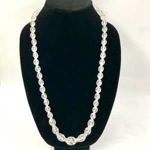 Vintage Clear Acrylic Oval Channel Set Rhinestone Rondelle Necklace